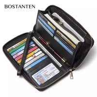 BOSTANTEN Dompet Wanita Dompet PU panjang Dompet ritsleting Dompet kulit